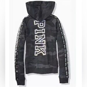 Vintage PINK Victoria’s Secret Y2K Bling Camo Zip Hoodie Jacket Bimbocore